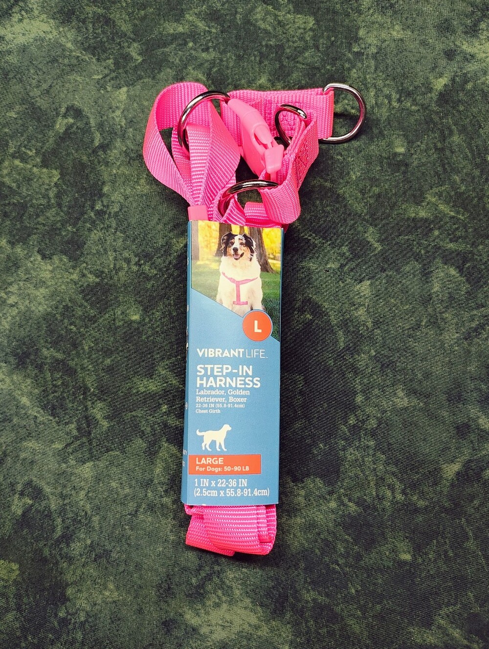 Vibrant Life Pink Step-In Dog Harness with Metal D-Rings Size Large